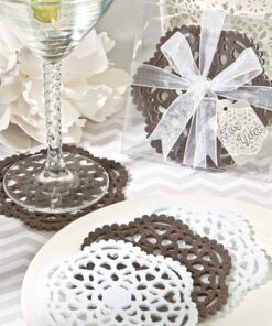 4 coeurs "dentelle" suspension ou napperons sous-verre