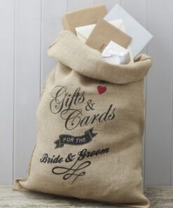 Sac toile de jute urne tirelire mariage champêtre