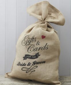 Sac toile de jute urne tirelire mariage champêtre