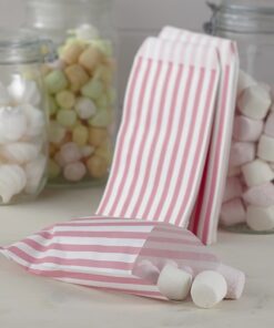 25 sachets en papier à rayures roses, pastel