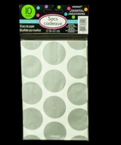 10 sacs en papier pois candy bar gris argent