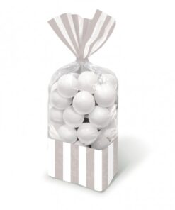 10 sachet bonbons cellophane gris argent 27cm