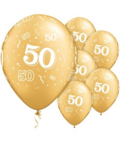 6 ballons Qualatex Or Gold "50" ans