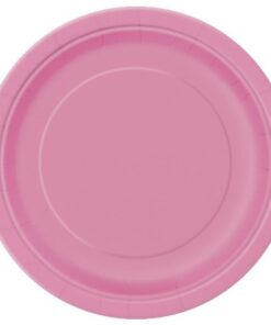 20 assiettes à dessert en carton rose vif 17cm