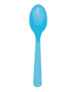 20 cuillères en plastique bleu turquoise