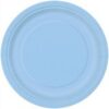20 assiettes rondes en carton bleu ciel 23 cm