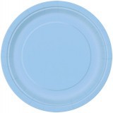 20 assiettes rondes en carton bleu ciel 23 cm
