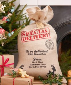 Sac jouets du Père noël en toile de jute