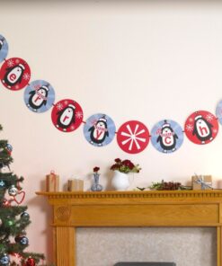 Grande guirlande Noël pingouin table hiver