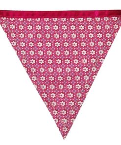 Guirlande tissu fanion rose vichy fleur pois 3M