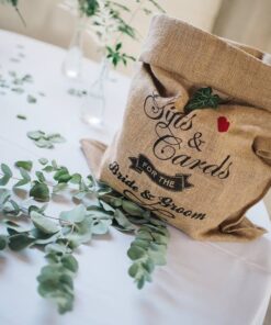 Sac toile de jute urne tirelire mariage champêtre