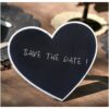 Marque-Table Coeur Ardoise en bois de 15 x 12 cm, Blanc