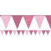 Guirlande tissu fanion rose vichy fleur pois 3M