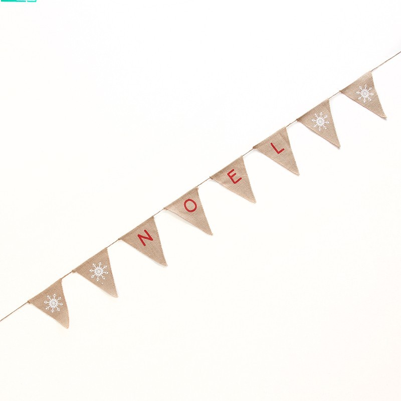 Guirlande fanion vintage NOEL toile de jute 1M50 Guirlande fanion vintage NOEL toile de jute 1M50