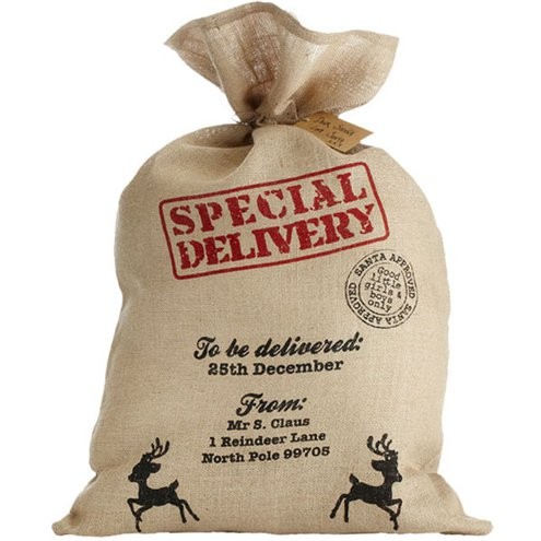 Sac jouets du Père noël en toile de jute Sac jouets du Père noël en toile de jute
