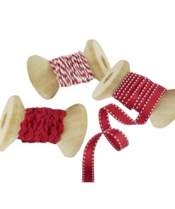 3 rubans cordelette rouge style guinguette