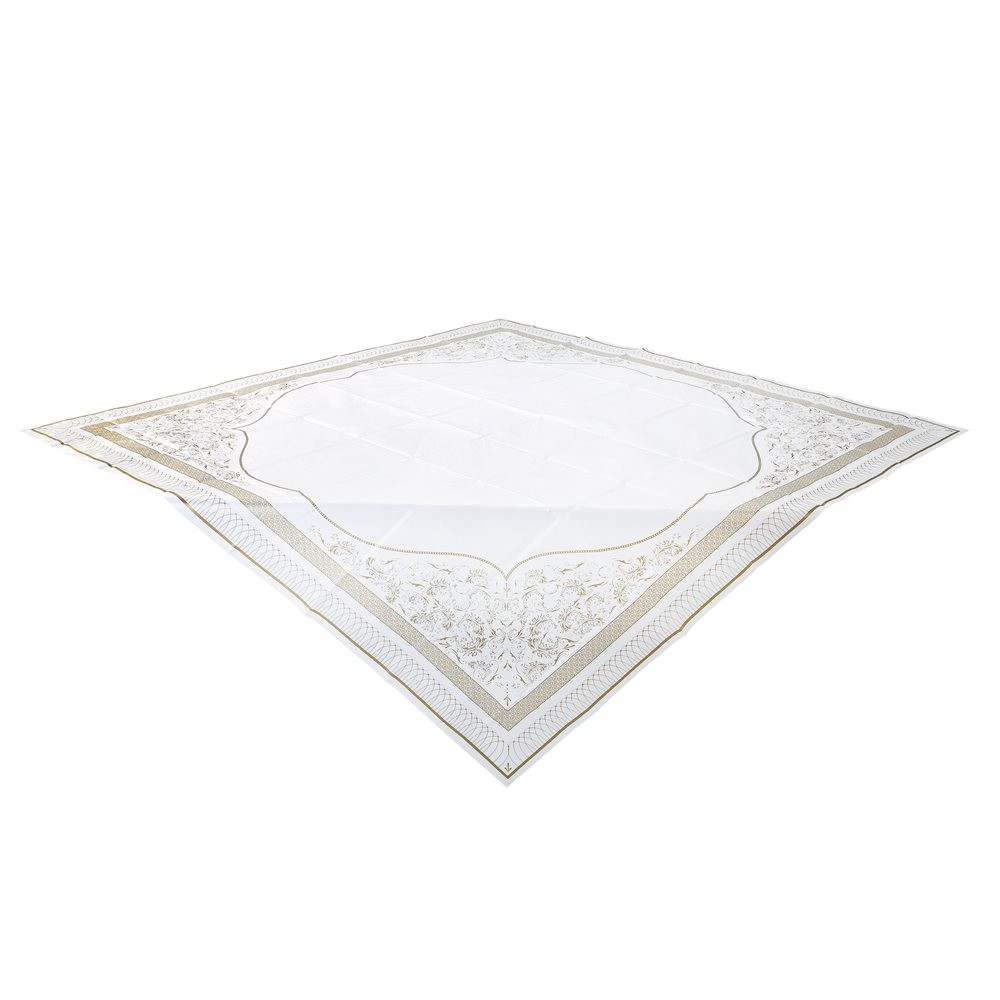 Une nappe carrée dorée " Tea Party " vintage Noel OR 1M40 Une nappe carrée dorée " Tea Party " vintage Noel OR 1M40