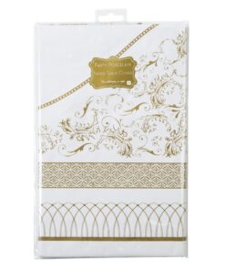 Une nappe carrée dorée " Tea Party " vintage Noel OR 1M40
