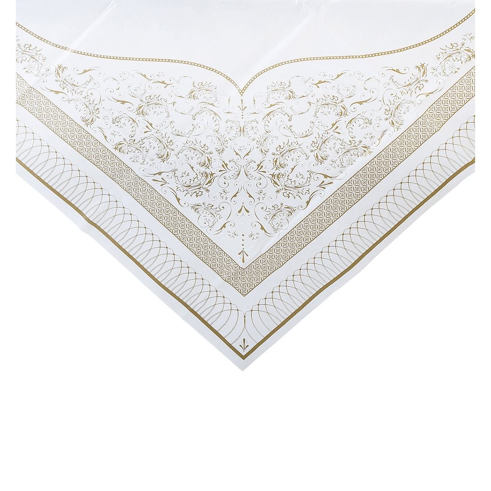 Une nappe carrée dorée " Tea Party " vintage Noel OR 1M40 Une nappe carrée dorée " Tea Party " vintage Noel OR 1M40