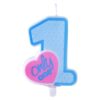 Bougie 1 an premier anniversaire rose et bleu
