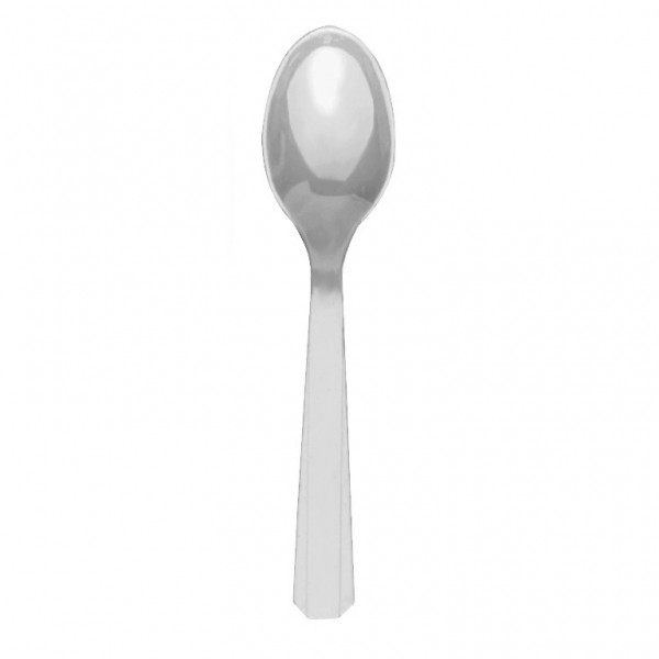20 cuillères réutilisables en plastique gris argent 20 cuillères réutilisables en plastique gris argent
