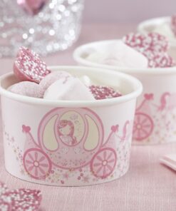 Pots à glace ou bonbons princesse carrosse rose