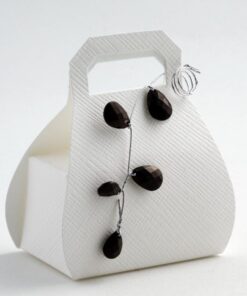 Boîte à dragées sac à main blanc (x 10)