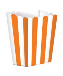 5 pots à popcorn rayures blanc et orange