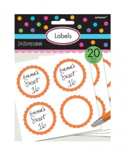 20 Etiquettes rondes pot candy bar orange