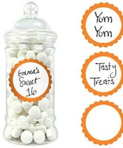 20 Etiquettes rondes pot candy bar orange
