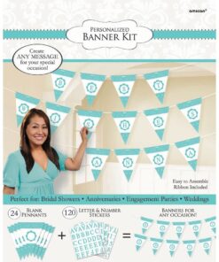 Banderole personnalisable fanions pastel mint