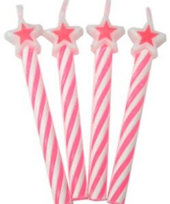 8 petites bougies étoiles roses décor gâteau annivresaire fille