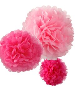 3 pompons camaïeu de rose