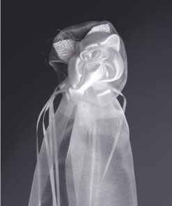 2 noeuds decoratifs bouquets blanc organza 90cm cocarde
