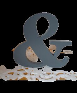 Location Monogramme lettre "&" en bois esperluette gris