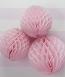 3 boules alvéolées rose pâle 