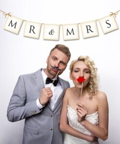 Petite banderole fanions MR & MRS mariage 77cm