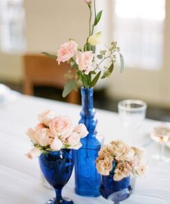 Location bouteille vintage vase bleu roi soliflore cobalt
