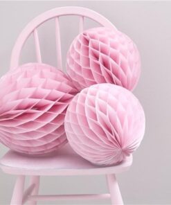 3 boules alvéolées rose pâle 