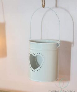 Location lanterne coeur photophore seau metal blanc