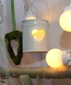 Location lanterne coeur photophore seau metal blanc