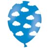 5 ballons bleu avec nuages blancs