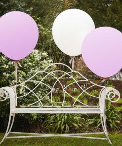 3 ballons géants roses et blanc 90 cm