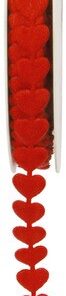 Ruban coeur, rouge, bobine 5 mètres