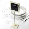 Panneau ardoise ivoire sur tige et socle H34cm