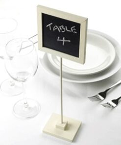 Panneau ardoise ivoire sur tige et socle H34cm