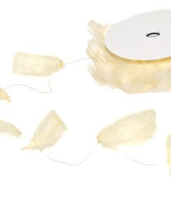 Ruban guirlande de plumes naturel ivoire creme 10M
