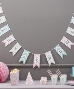 Guirlande fanion baby shower chevron pastel
