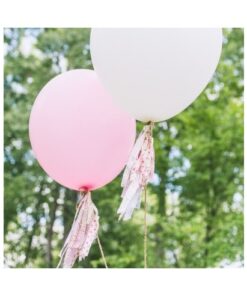 3 ballons géants roses et blanc 90 cm