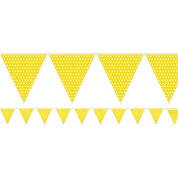 Banderole fanions pois jaune 2M70 summer party Banderole fanions pois jaune 2M70 summer party